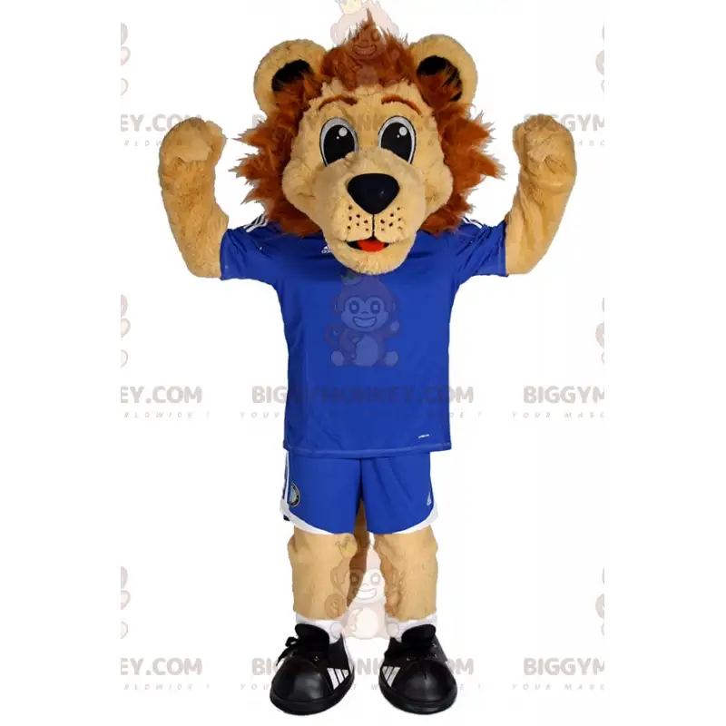 BIGGYMONKEY™ Little Lion Mascot Costume In Blue Soccer Suit – BIGGYMONKEY™ Little Lion Mascot Costume In Blue Soccer Suit –