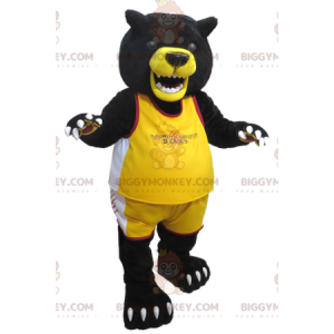 Costume de mascotte BIGGYMONKEY™ de gros ours noir et jaune en