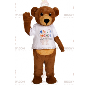 Kostium maskotki małego misia BIGGYMONKEY™ z białą koszulką -