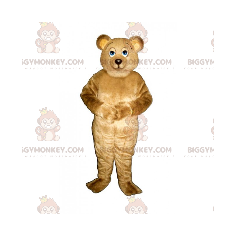 BIGGYMONKEY™ kleine beige beer met blauwe ogen mascottekostuum BIGGYMONKEY™ kleine beige beer met blauwe ogen mascottekostuum