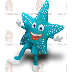 Sehr lächelnder blauer Seestern BIGGYMONKEY™ Maskottchen-Kostüm