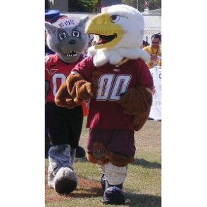 2 BIGGYMONKEY™s mascot a brown and white eagle and a gray wolf