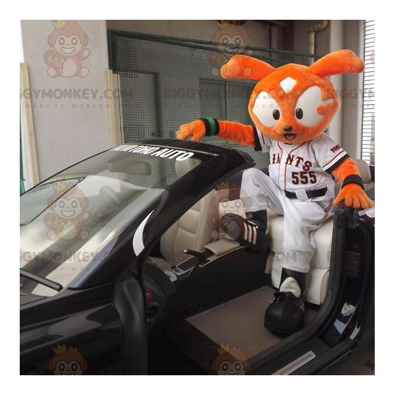 BIGGYMONKEY™ Orange Bunny Cat Mascot-kostume i sportstøj - BIGGYMONKEY™ Orange Bunny Cat Mascot-kostume i sportstøj -
