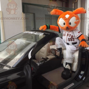 Costume de mascotte BIGGYMONKEY™ de chat de lapin orange en tenue de sport - Mascottes de chat - BiggyMonkey.com