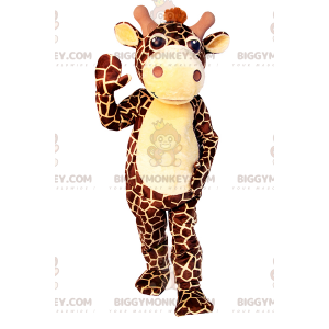 Braun gefleckte kleine Giraffe BIGGYMONKEY™ Maskottchen-Kostüm