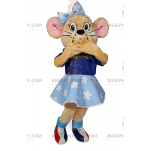 Blau gekleidete kleine Maus BIGGYMONKEY™ Maskottchenkostüm -