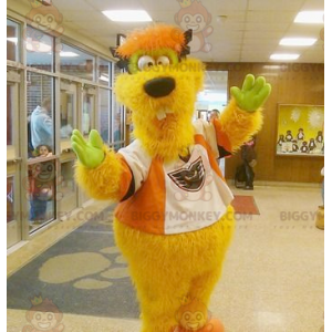 BIGGYMONKEY™ Funny Furry Yellow Orange Monster Mascot Costume -