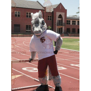BIGGYMONKEY™ Costume da mascotte asino cavallo grigio in