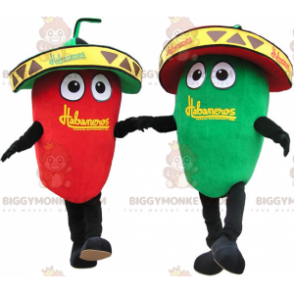 Costume de mascotte BIGGYMONKEY™ de piment rouge et vert avec
