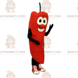 Χαμογελαστή στολή μασκότ BIGGYMONKEY™ Red Chili Pepper - Μασκότ τροφίμων - BIGGYMONKEY_016574 - BiggyMonkey.com