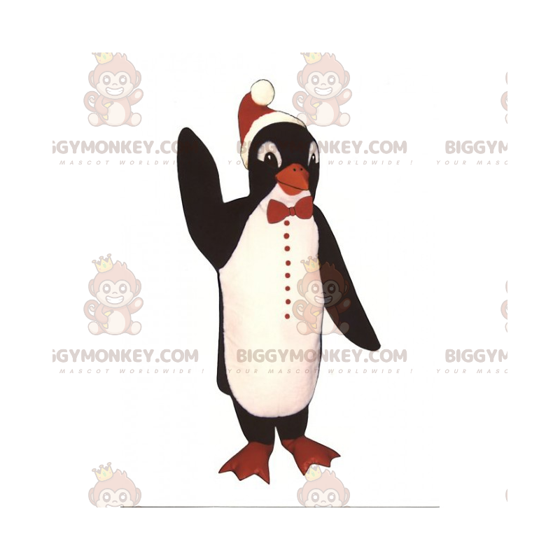 Costume da mascotte pinguino BIGGYMONKEY™ con cappello da Babbo Costume da mascotte pinguino BIGGYMONKEY™ con cappello da Babbo