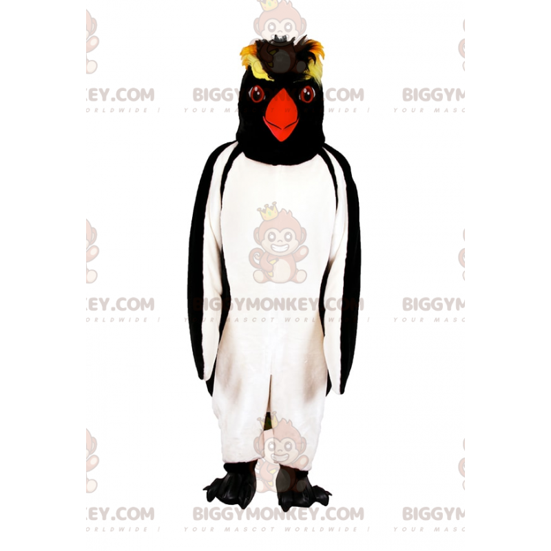 Penguin BIGGYMONKEY™ maskotdräkt med svart och gult huvud - Penguin BIGGYMONKEY™ maskotdräkt med svart och gult huvud -