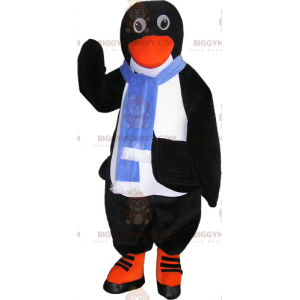 Penguin BIGGYMONKEY™ Mascot Costume with Blue Scarf -