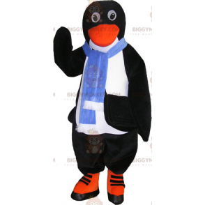 Penguin BIGGYMONKEY™ maskottiasu sinisellä huivilla - Kalojen maskotit - BIGGYMONKEY_016594 - BiggyMonkey.com