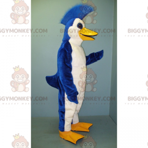 Blue and White Penguin BIGGYMONKEY™ Mascot Costume with Crest -