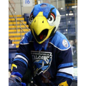 BIGGYMONKEY™ Blauw Wit en Geel Vogel Eagle Mascot Kostuum -