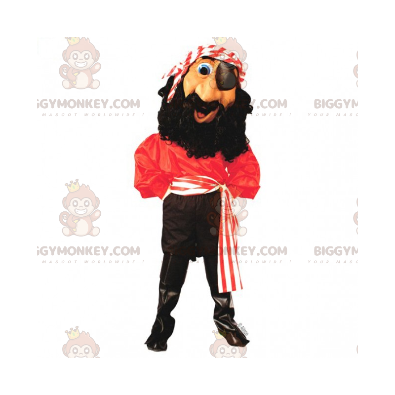 Costume de mascotte BIGGYMONKEY™ de pirate avec bandeau - Costume de mascotte BIGGYMONKEY™ de pirate avec bandeau -