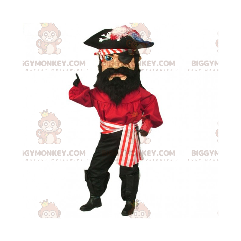 Disfraz de mascota pirata BIGGYMONKEY™ con parche en el ojo -