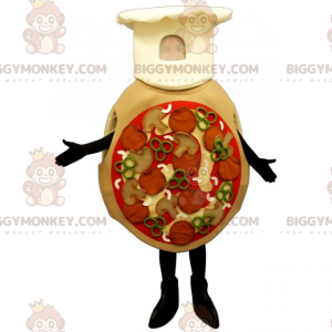 BIGGYMONKEY™ All Dressed Pizza Mascot Costume with Chef Hat –
