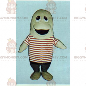 Fish BIGGYMONKEY™ Mascot Costume with Striped Top -
