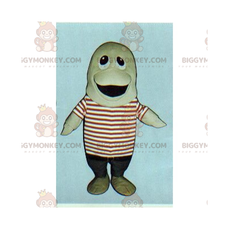 Disfraz de mascota Fish BIGGYMONKEY™ con camiseta a rayas - Disfraz de mascota Fish BIGGYMONKEY™ con camiseta a rayas -