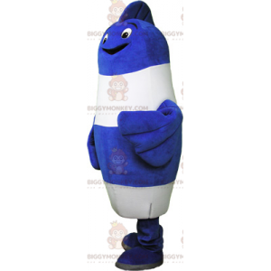 Blau-weißer Fisch BIGGYMONKEY™ Maskottchen-Kostüm -