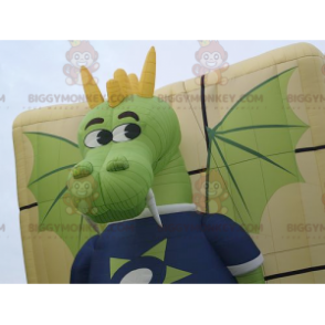 Funny and Colorful Green and Yellow Dragon BIGGYMONKEY™ Mascot