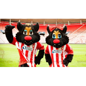2 BIGGYMONKEY's mascotte van zwarte en rode katten in