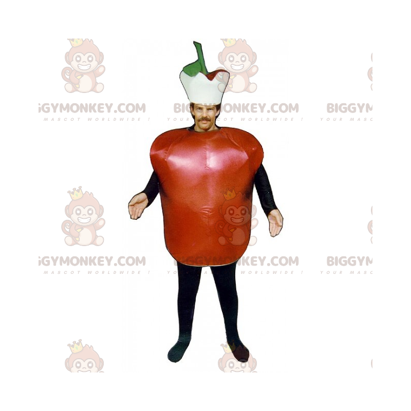 Disfraz de mascota BIGGYMONKEY™ de manzana roja con sombrero -