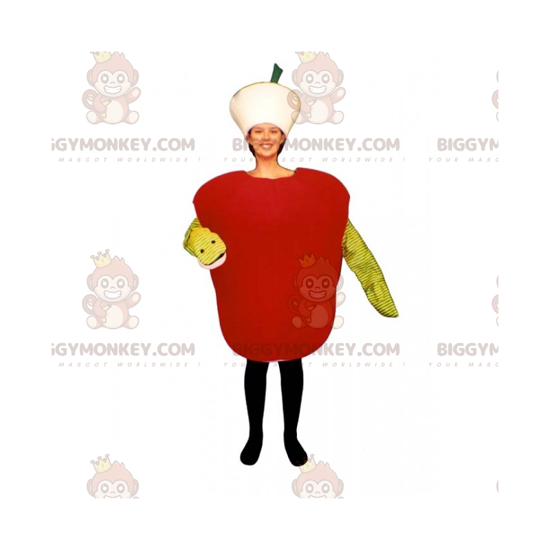 BIGGYMONKEY™ Mascot Costume Red Apple with Maggot -