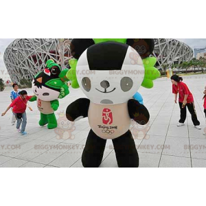 Černobílá Zelená Panda Kostým maskota BIGGYMONKEY™ –