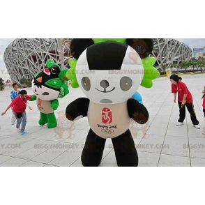 Black White Green Panda BIGGYMONKEY™ Mascot Costume –