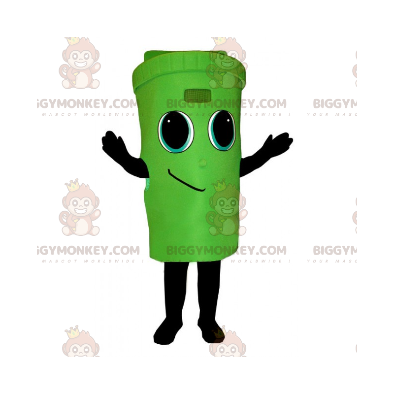 Costume da mascotte verde Bin BIGGYMONKEY™ con faccina Costume da mascotte verde Bin BIGGYMONKEY™ con faccina