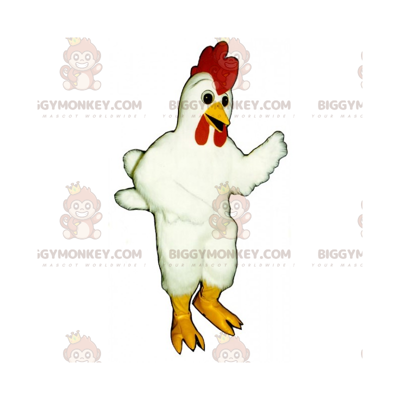 Traje de mascote de galinha BIGGYMONKEY™ com brasão grande – Traje de mascote de galinha BIGGYMONKEY™ com brasão grande –