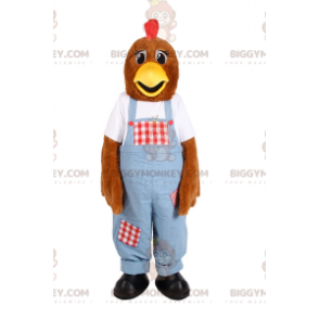 Henne im Overall BIGGYMONKEY™ Maskottchenkostüm -