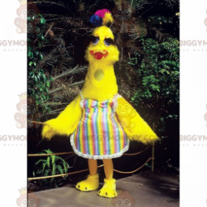 BIGGYMONKEY™ Maskottchenkostüm Gelbe Henne mit mehrfarbiger Schürze - Hühner Maskottchen - Hähne - Hühner - BiggyMonkey.com
