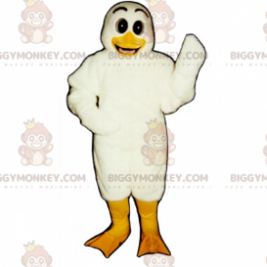 Kostium maskotka uśmiechnięta biała kaczka BIGGYMONKEY™ -