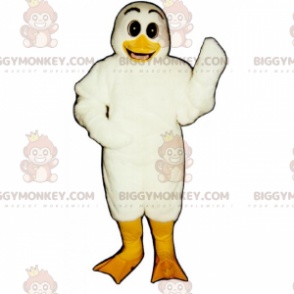 Lächelnde weiße Ente BIGGYMONKEY™ Maskottchen-Kostüm -