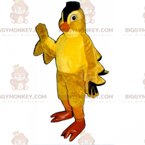 Traje de mascote Chick BIGGYMONKEY™ com brasão preto –
