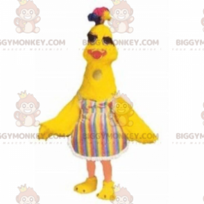 Traje de mascote Chick BIGGYMONKEY™ com vestido listrado - Mascote das galinhas - galos - galinhas - BiggyMonkey.com