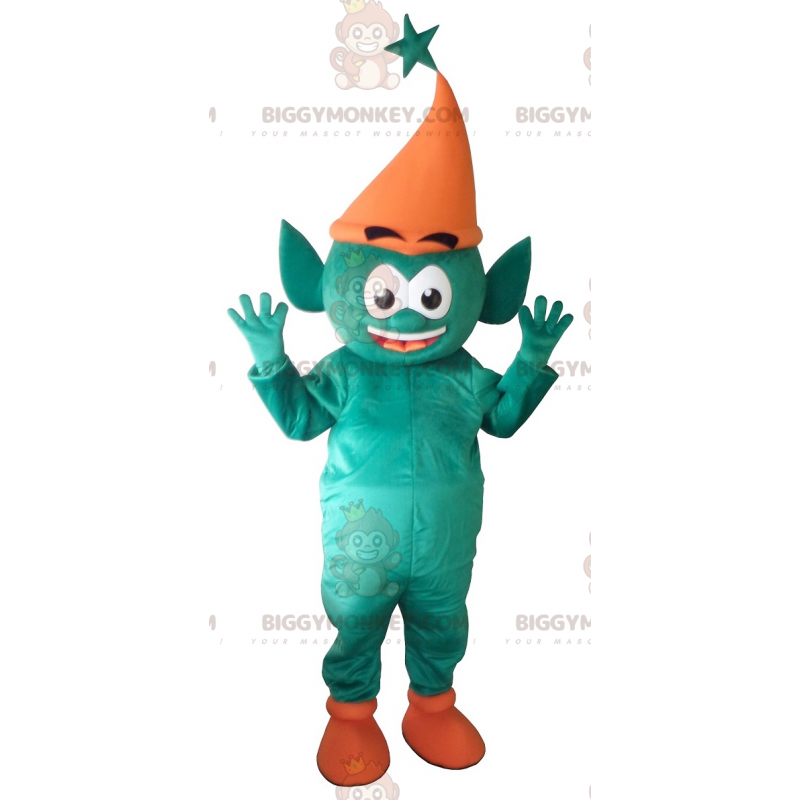 Gigantische elf groene kabouter BIGGYMONKEY™ mascottekostuum - Gigantische elf groene kabouter BIGGYMONKEY™ mascottekostuum -