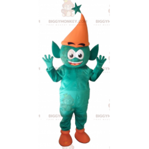Grüner Kobold BIGGYMONKEY™ Maskottchen-Kostüm der riesigen Elfe