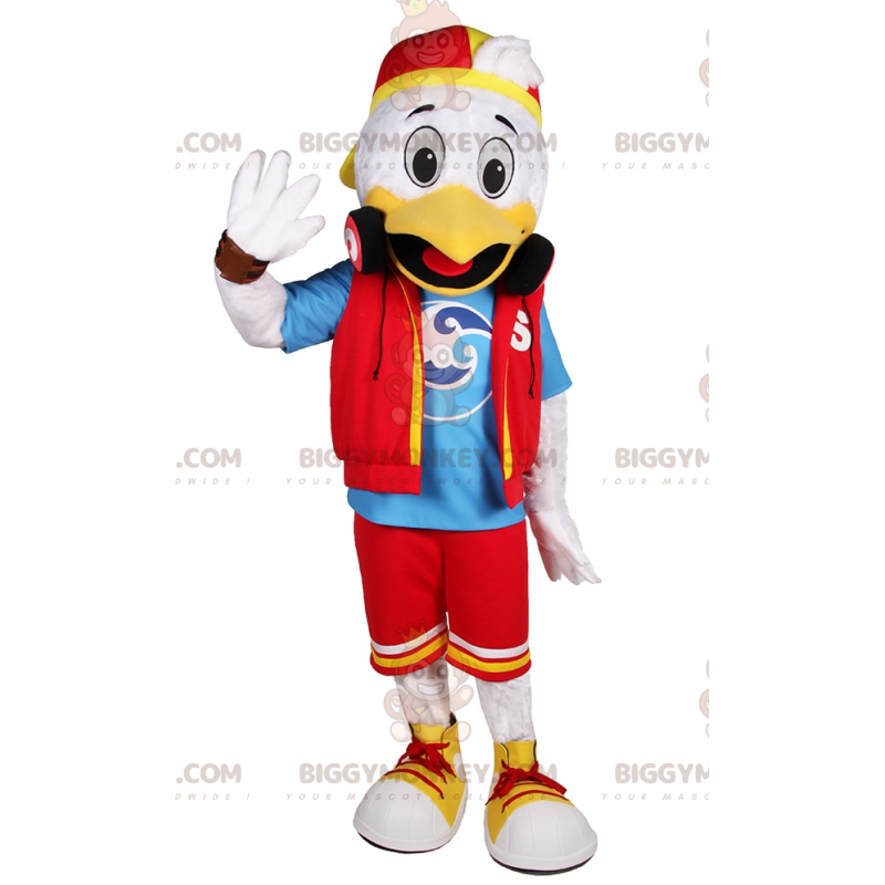 Kostým maskota White Chick BIGGYMONKEY™ v oblečení pro Kostým maskota White Chick BIGGYMONKEY™ v oblečení pro