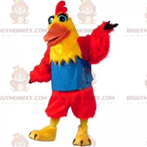 BIGGYMONKEY™ mascottekostuum met rode kuiken en gele kraag -