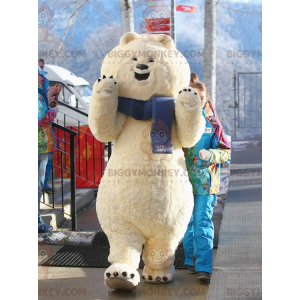 Traje de mascote de ursinho polar de pelúcia branco grande