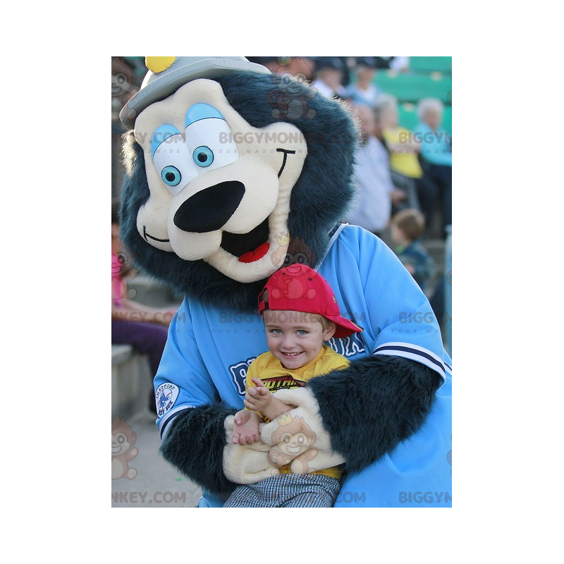BIGGYMONKEY™ Mascot Costume All Hairy Black Bear with Blue Eyes BIGGYMONKEY™ Mascot Costume All Hairy Black Bear with Blue Eyes