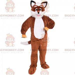 Traje de mascote BIGGYMONKEY™ de raposa marrom e branca –