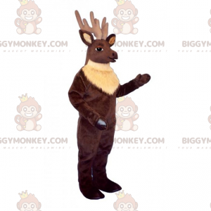 BIGGYMONKEY™ Costume da mascotte renna con corna lunga -