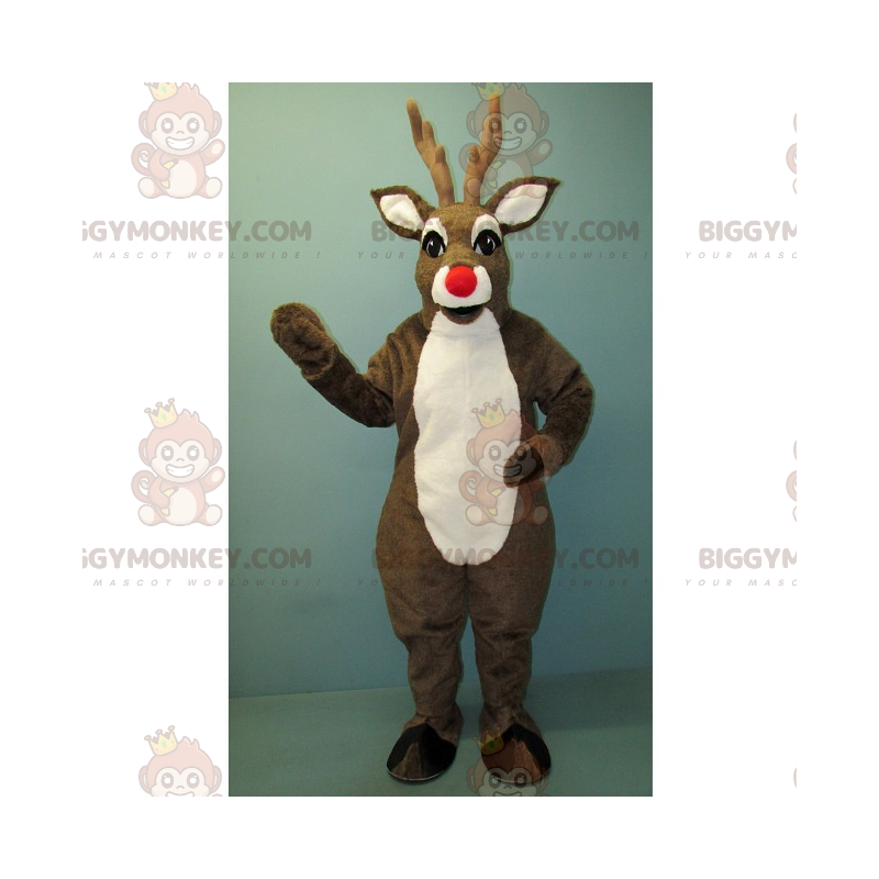 Disfraz de mascota de reno BIGGYMONKEY™ con nariz Tamaño L (175