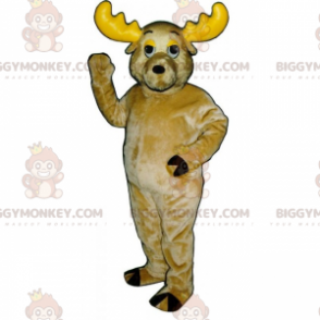 BIGGYMONKEY™ Keltainen sarvimainen poron maskottiasu - Hirven ja hirven maskotit - BIGGYMONKEY_016760 - BiggyMonkey.com